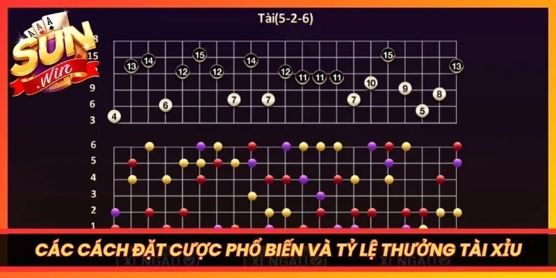 Các cách đặt cược phổ biến và tỷ lệ thưởng Tài Xỉu