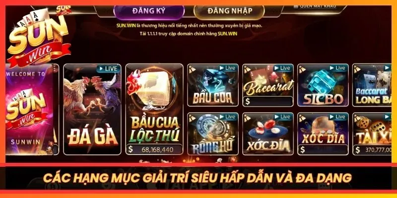 Các hạng mục giải trí siêu hấp dẫn và đa dạng tại cổng Sunwin