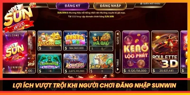 Lợi ích vượt trội khi người chơi đăng nhập Sunwin thành công