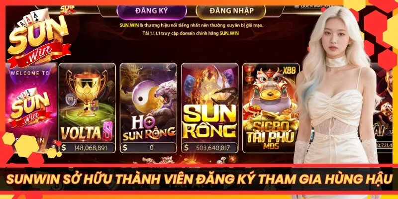 Sunwin sở hữu lượng thành viên đăng ký tham gia vô cùng hùng hậu